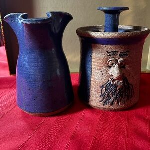 Elegant Blue and Brown Ceramic Art Pieces